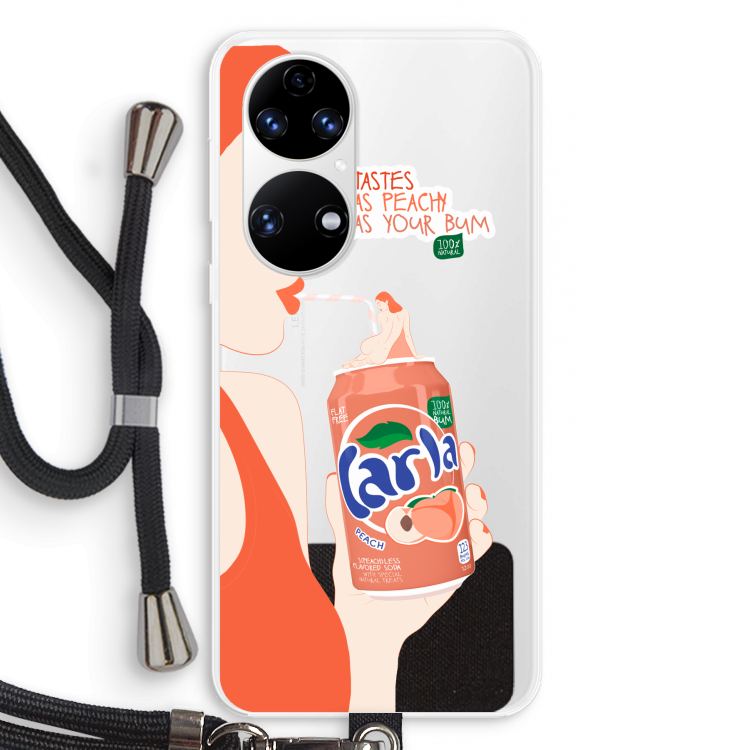 Peach please!: Huawei P50 Transparant Hoesje met koord