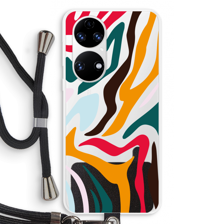 Colored Zebra: Huawei P50 Transparant Hoesje met koord