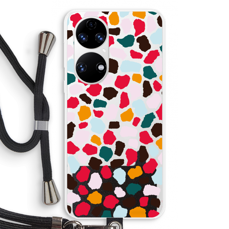 Colored Giraffe: Huawei P50 Transparant Hoesje met koord