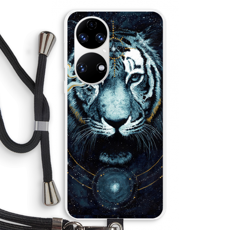 Darkness Tiger: Huawei P50 Transparant Hoesje met koord