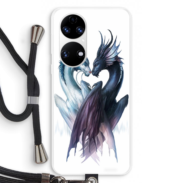 Yin Yang Dragons: Huawei P50 Transparant Hoesje met koord