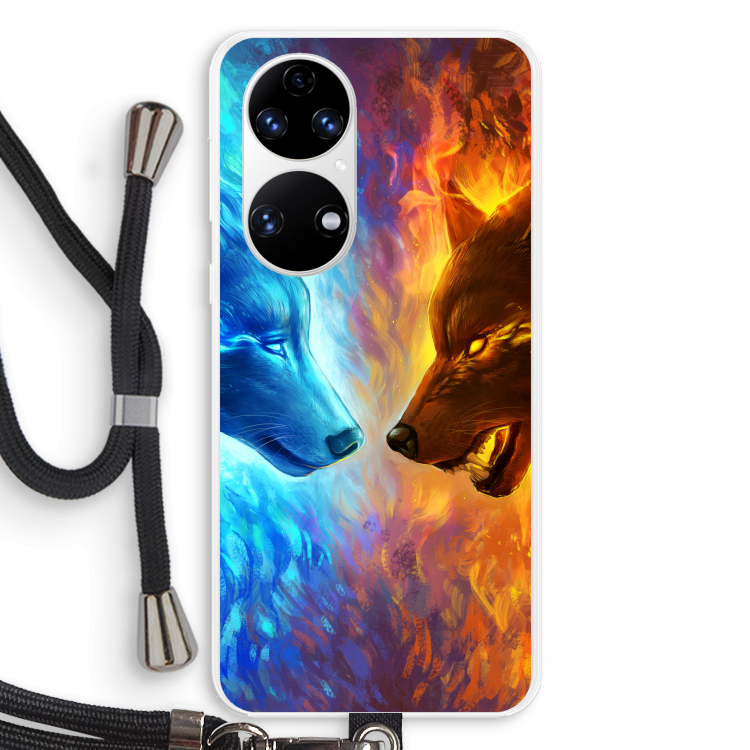 Fire & Ice: Huawei P50 Transparant Hoesje met koord