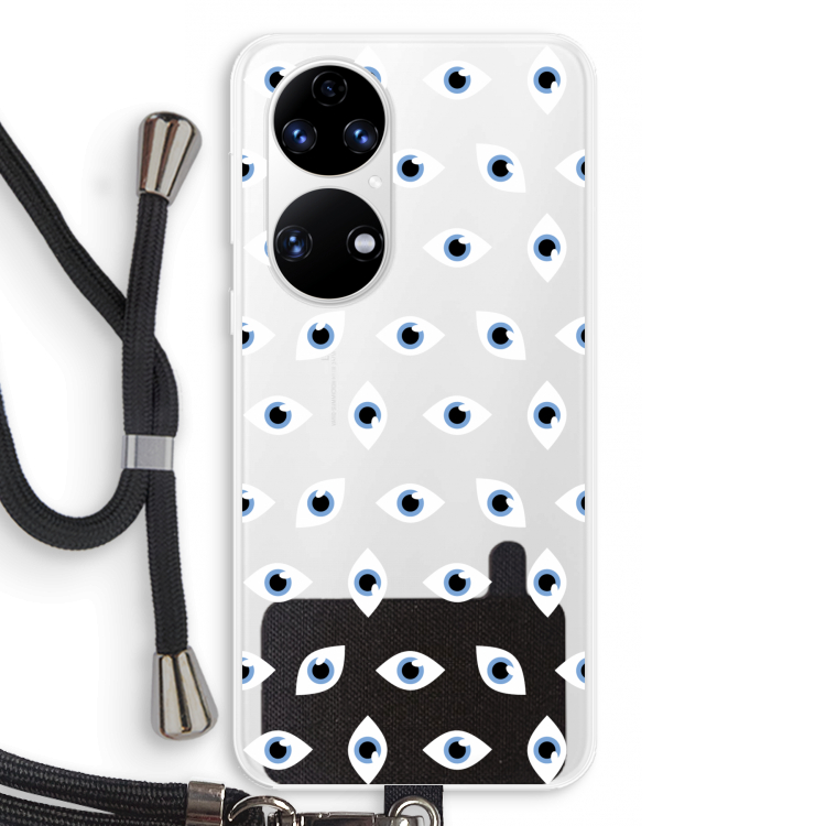 Eyes pattern: Huawei P50 Transparant Hoesje met koord