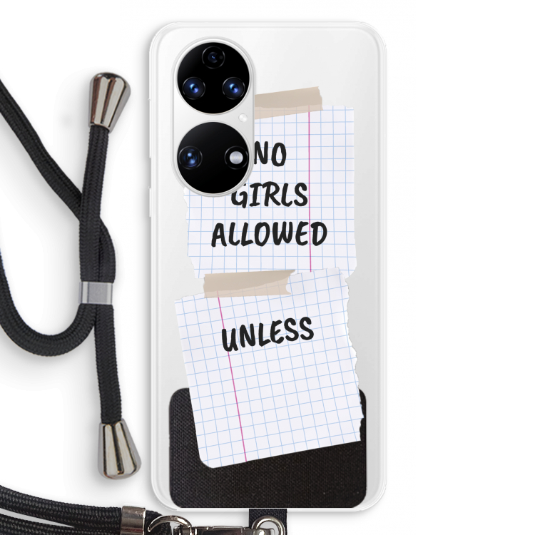 No Girls Allowed Unless: Huawei P50 Transparant Hoesje met koord