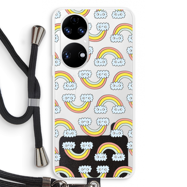 Regenboog: Huawei P50 Transparant Hoesje met koord