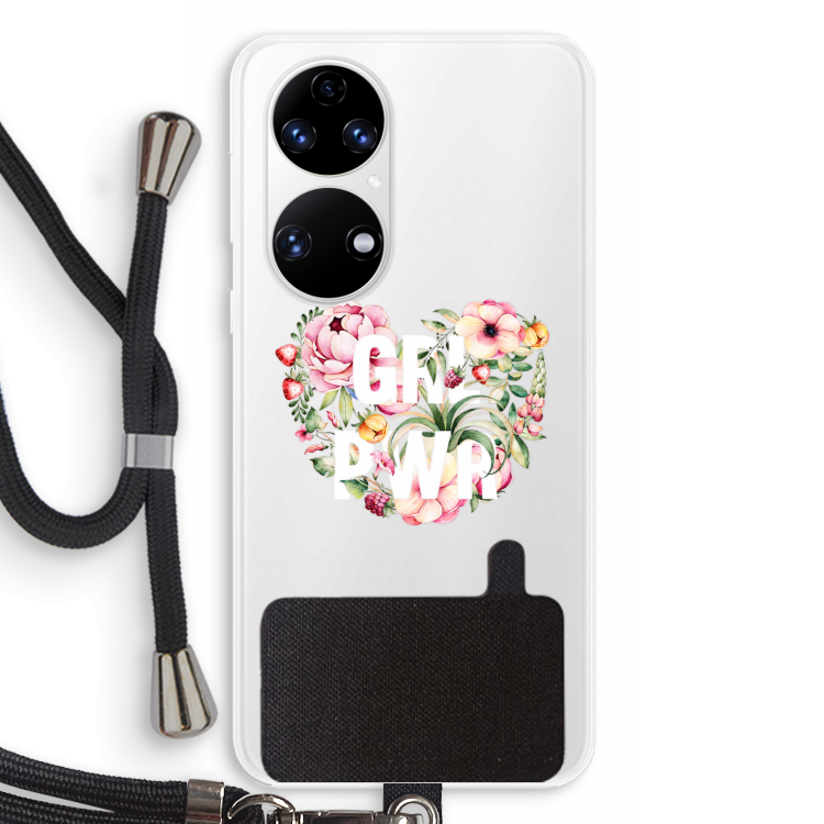 GRL PWR Flower: Huawei P50 Transparant Hoesje met koord