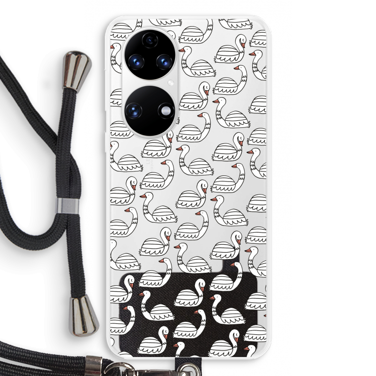Zwanen: Huawei P50 Transparant Hoesje met koord