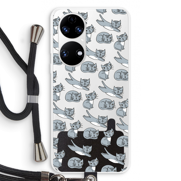 Poezen: Huawei P50 Transparant Hoesje met koord