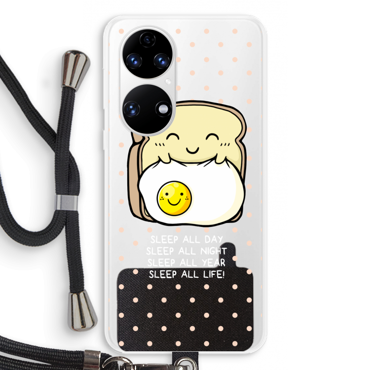 Sleep All Day: Huawei P50 Transparant Hoesje met koord