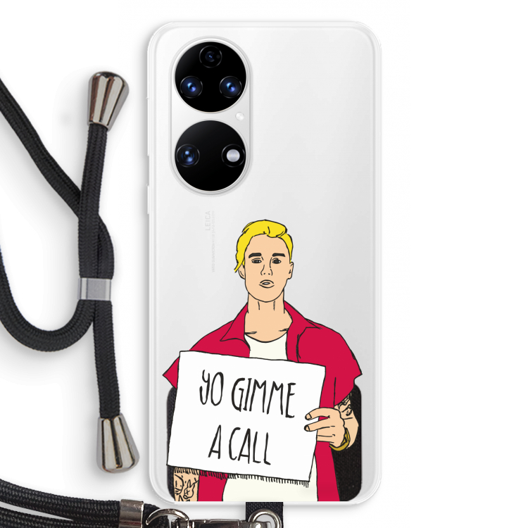 Gimme a call: Huawei P50 Transparant Hoesje met koord