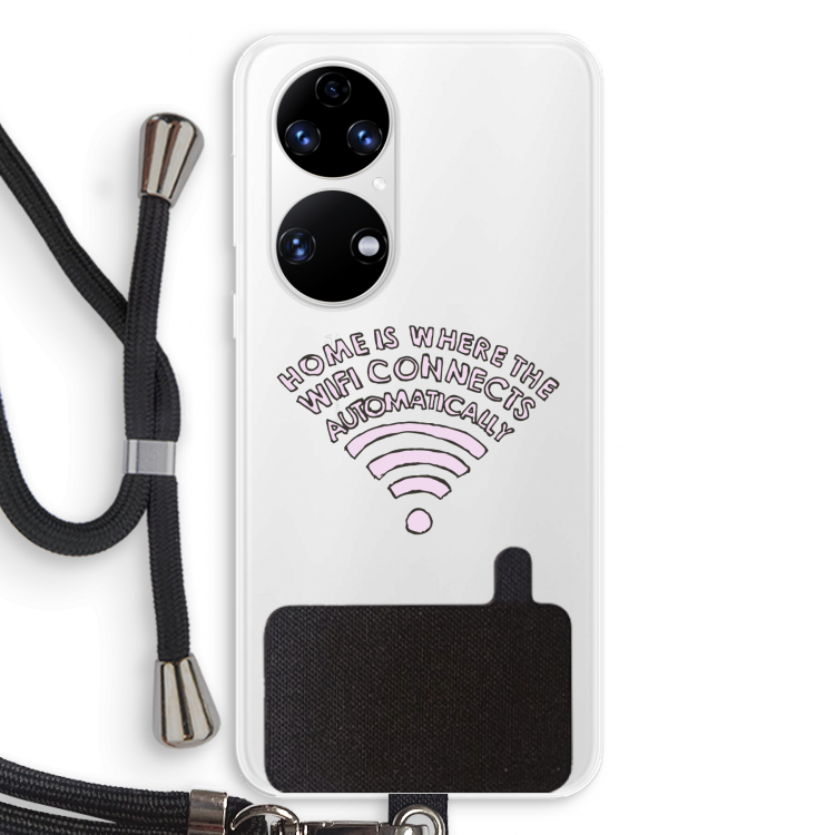 Home Is Where The Wifi Is: Huawei P50 Transparant Hoesje met koord
