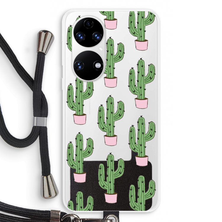 Cactus Lover: Huawei P50 Transparant Hoesje met koord