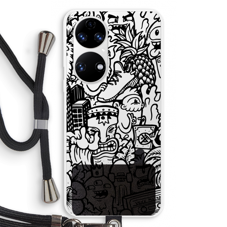 Vexx Black Mixtape: Huawei P50 Transparant Hoesje met koord