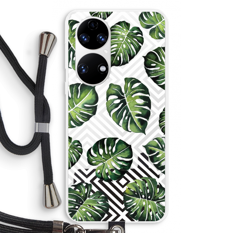 Geometrische jungle: Huawei P50 Transparant Hoesje met koord