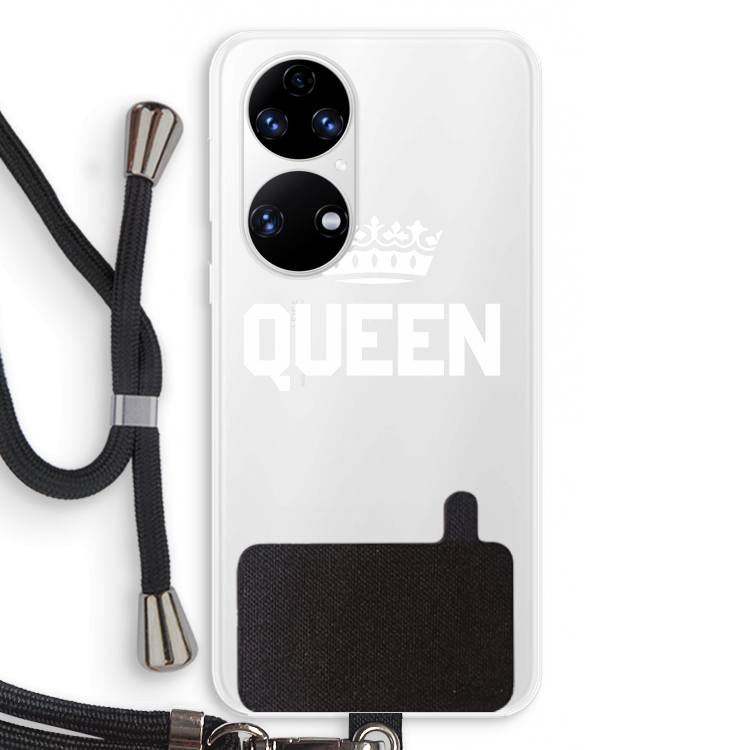 Queen zwart: Huawei P50 Transparant Hoesje met koord