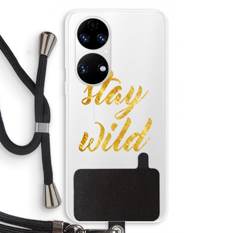 Stay wild: Huawei P50 Transparant Hoesje met koord