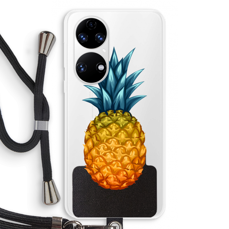 Grote ananas: Huawei P50 Transparant Hoesje met koord