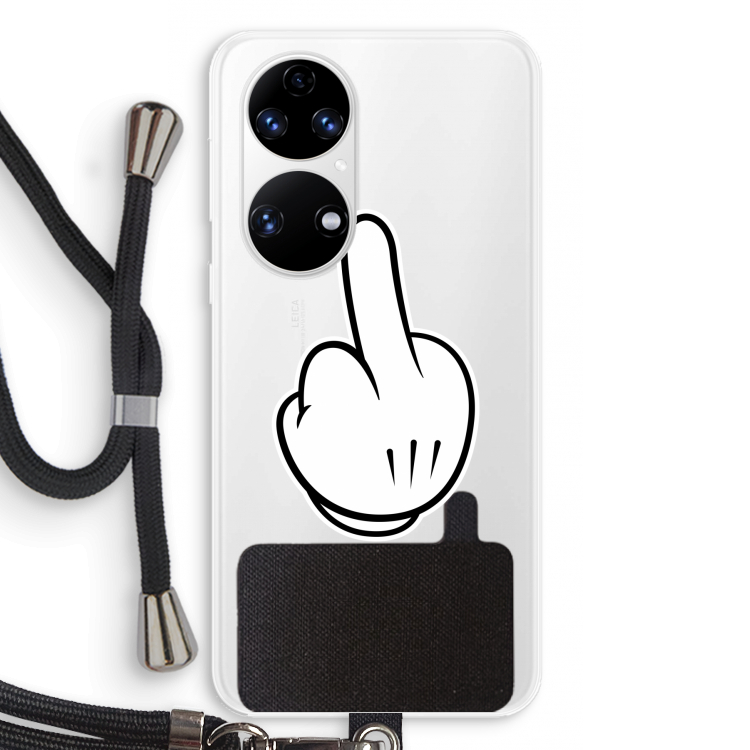 Middle finger black: Huawei P50 Transparant Hoesje met koord