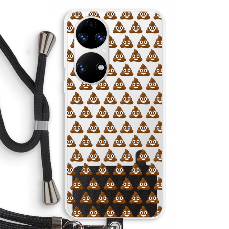 Poop emoji: Huawei P50 Transparant Hoesje met koord