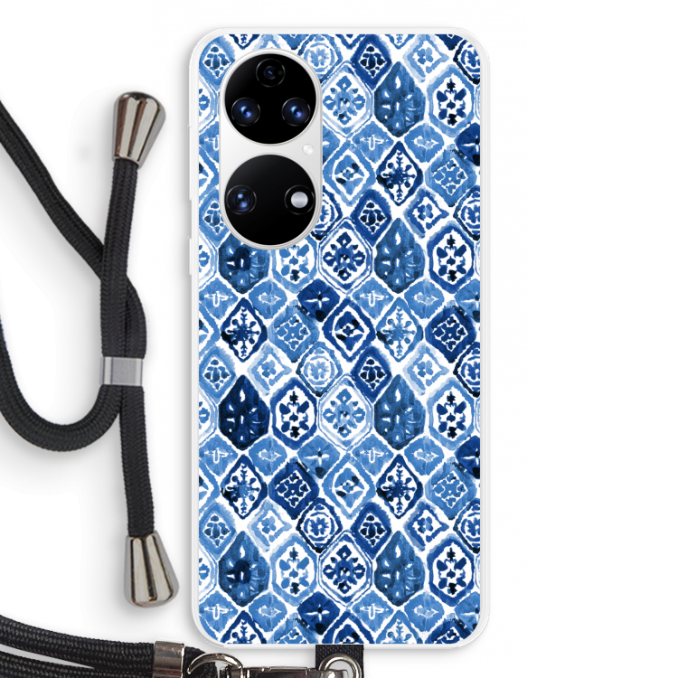 Blauw motief: Huawei P50 Transparant Hoesje met koord