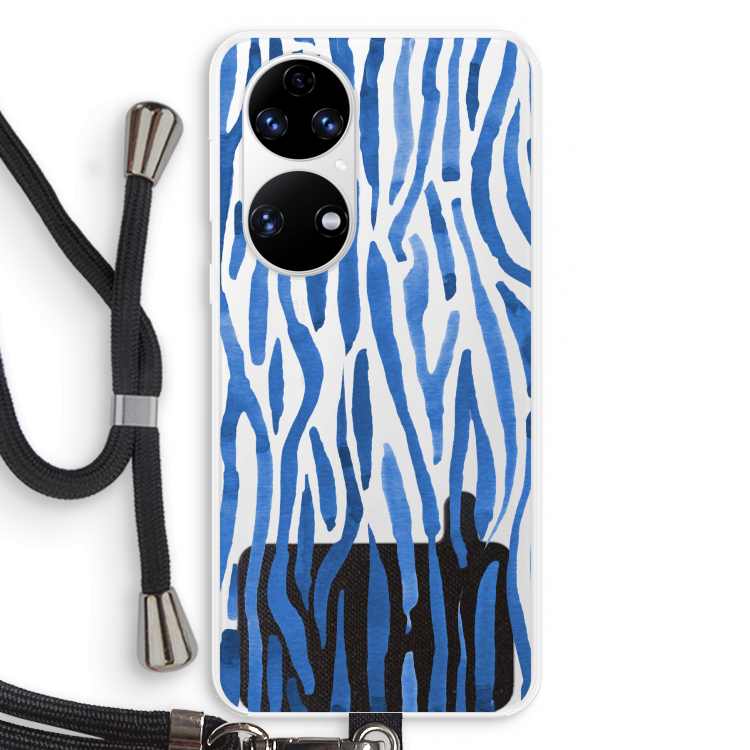 Blauwe nerven: Huawei P50 Transparant Hoesje met koord