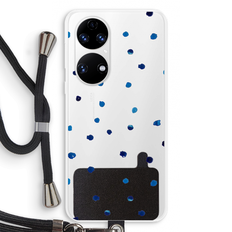 Blauwe stippen: Huawei P50 Transparant Hoesje met koord