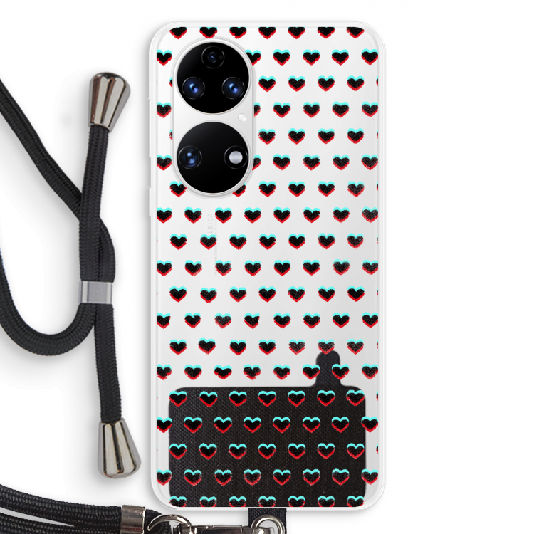 Hartjes: Huawei P50 Transparant Hoesje met koord