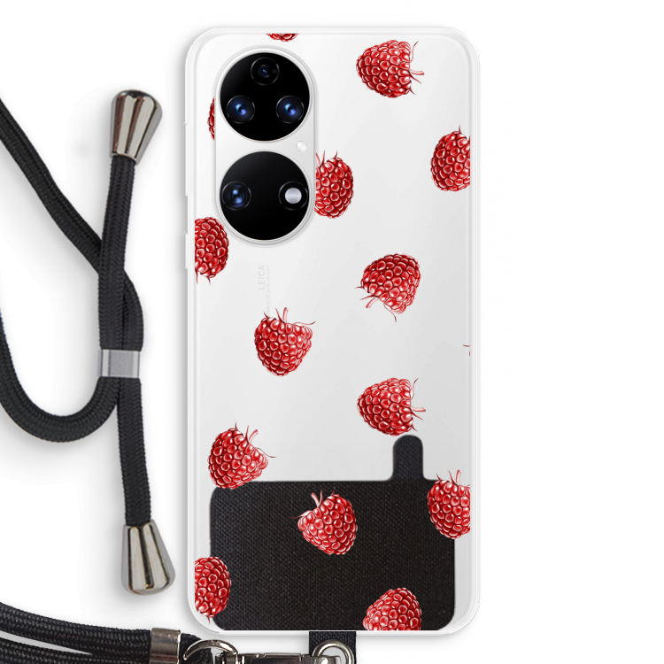 Framboosjes: Huawei P50 Transparant Hoesje met koord