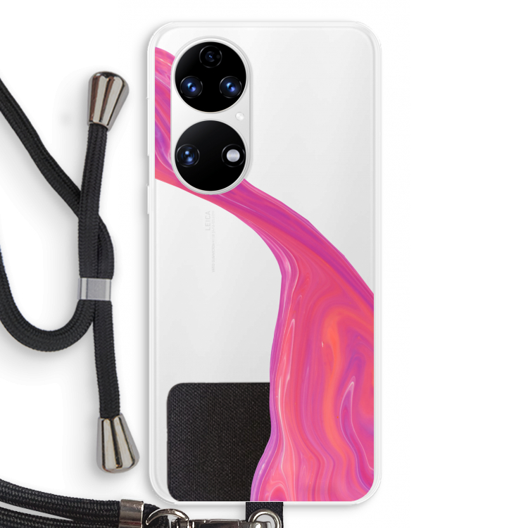 Paarse stroom: Huawei P50 Transparant Hoesje met koord