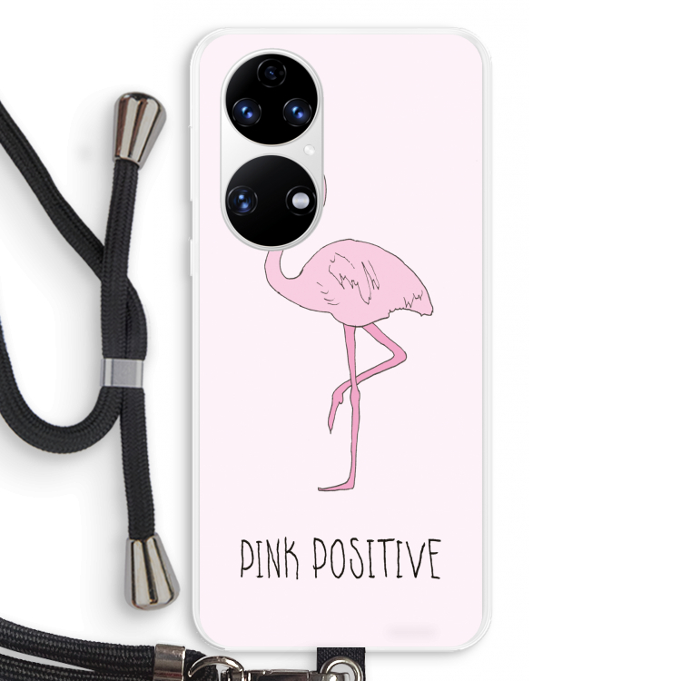 Pink positive: Huawei P50 Transparant Hoesje met koord