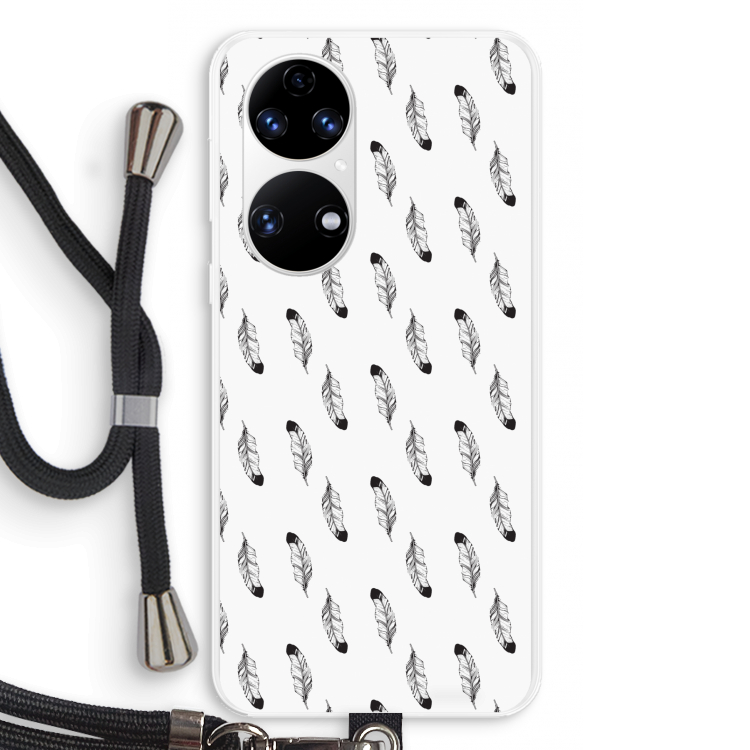 Pluimen: Huawei P50 Transparant Hoesje met koord