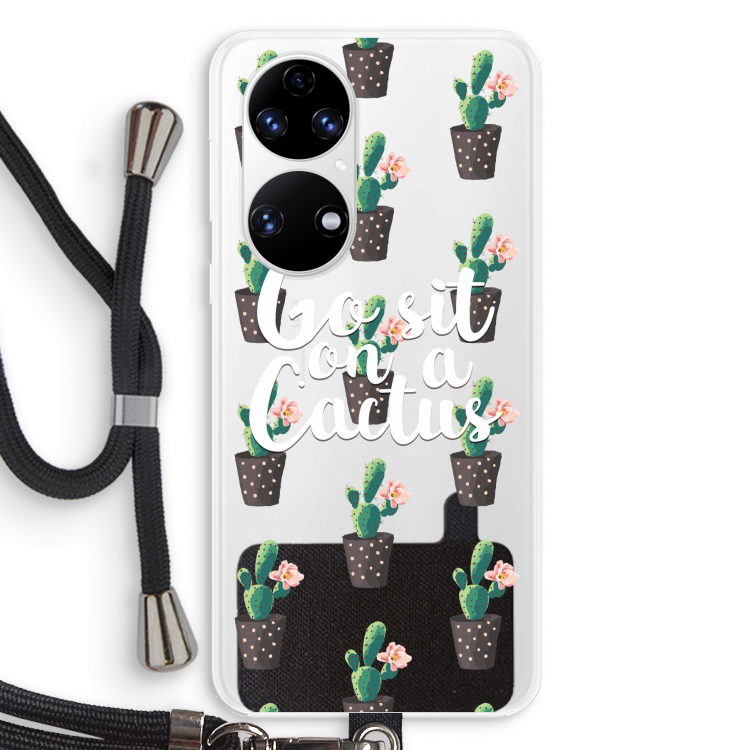 Cactus quote: Huawei P50 Transparant Hoesje met koord