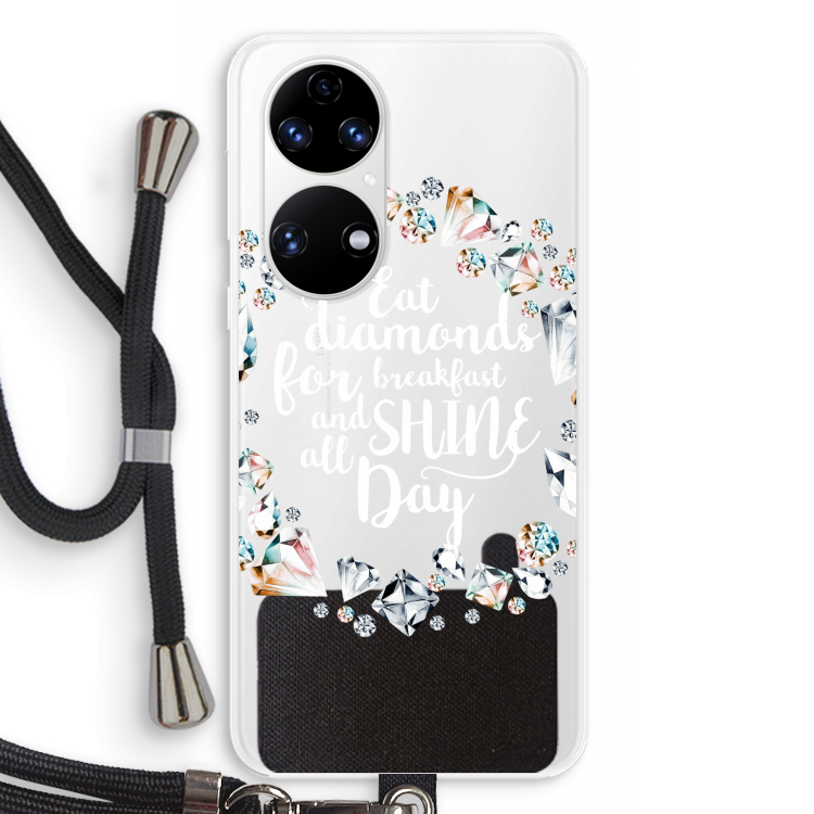 Diamonds: Huawei P50 Transparant Hoesje met koord