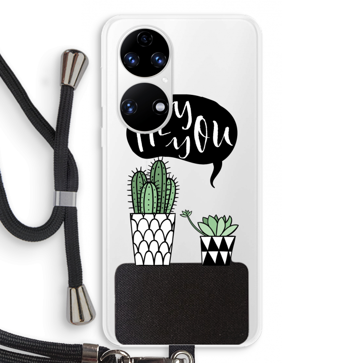 Hey you cactus: Huawei P50 Transparant Hoesje met koord