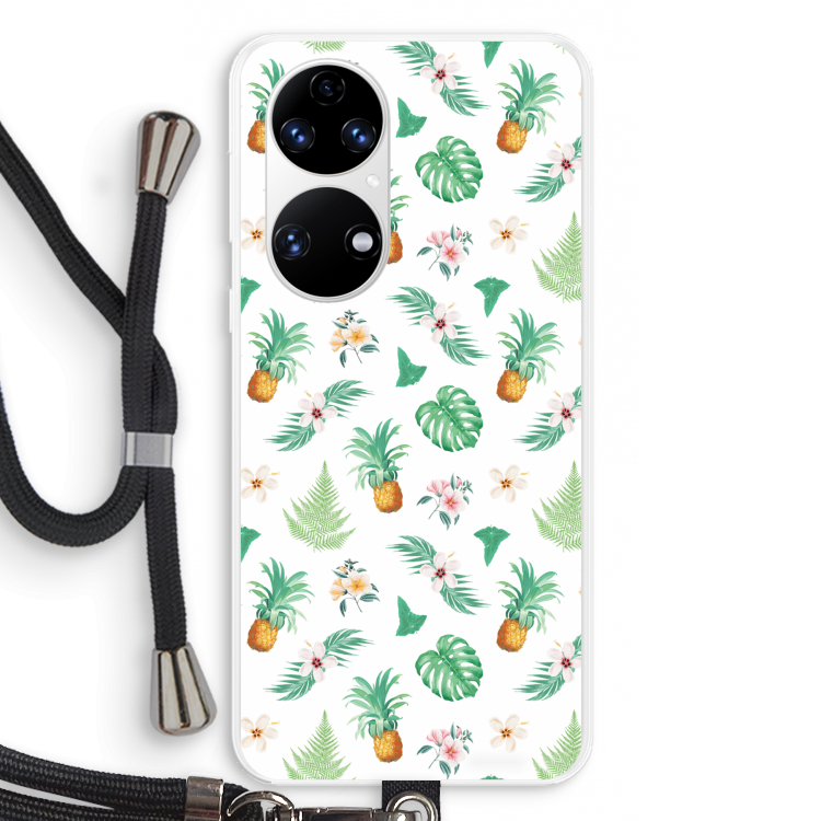 Ananas bladeren: Huawei P50 Transparant Hoesje met koord