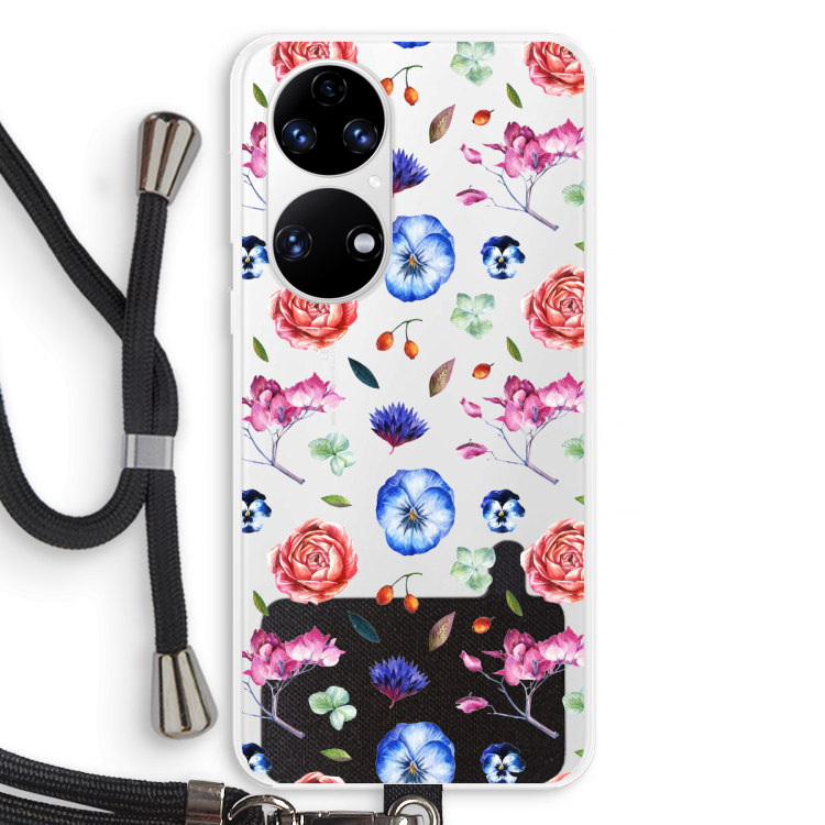 Bloemetjes: Huawei P50 Transparant Hoesje met koord
