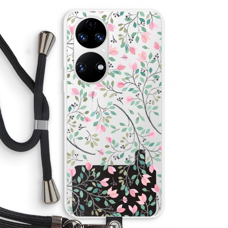 Sierlijke bloemen: Huawei P50 Transparant Hoesje met koord