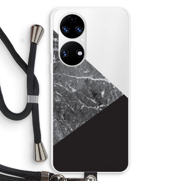 Combinatie marmer: Huawei P50 Transparant Hoesje met koord