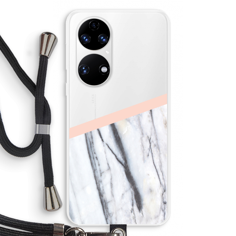 A touch of peach: Huawei P50 Transparant Hoesje met koord