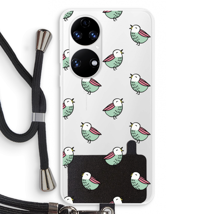 Vogeltjes: Huawei P50 Transparant Hoesje met koord