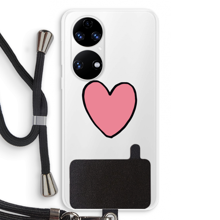 Hartje: Huawei P50 Transparant Hoesje met koord