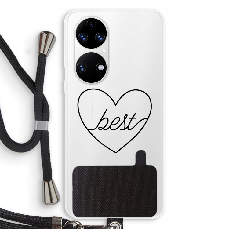 Best heart black: Huawei P50 Transparant Hoesje met koord