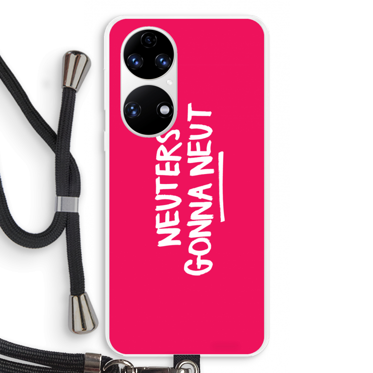 Neuters (roze): Huawei P50 Transparant Hoesje met koord