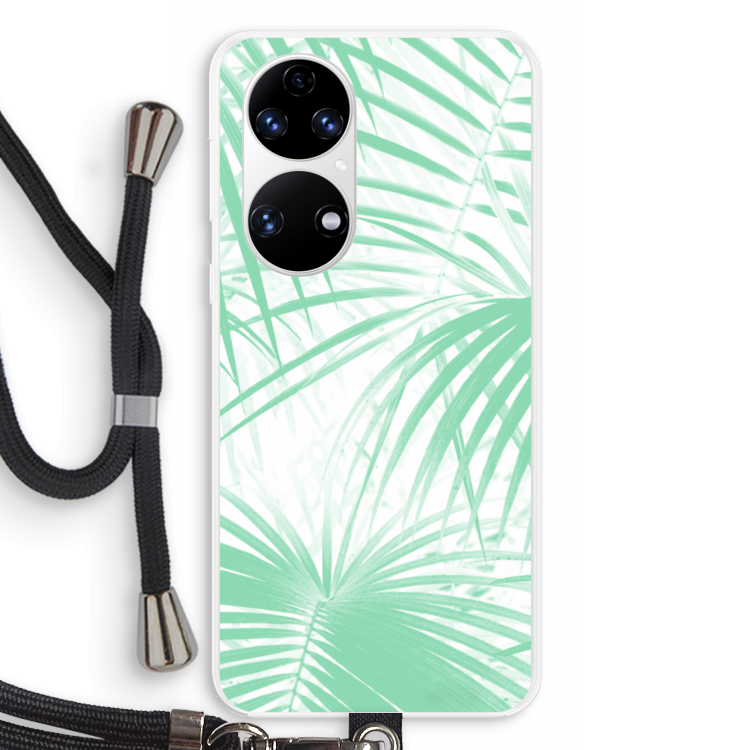 Palmbladeren: Huawei P50 Transparant Hoesje met koord