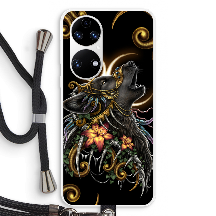 Huilende Wolf: Huawei P50 Transparant Hoesje met koord