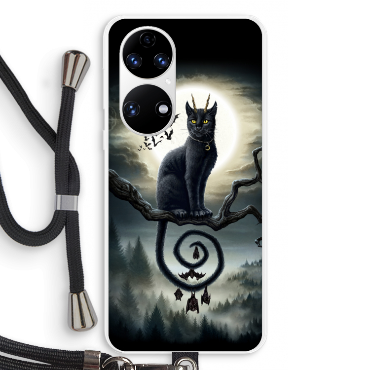 Moonlight Companions: Huawei P50 Transparant Hoesje met koord