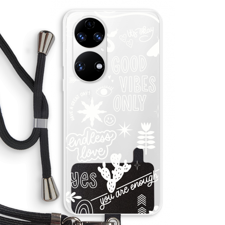 Good vibes: Huawei P50 Transparant Hoesje met koord