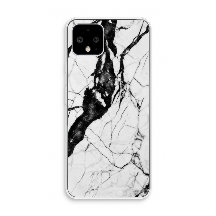 Witte marmer 2: Pixel 4 Transparant Hoesje