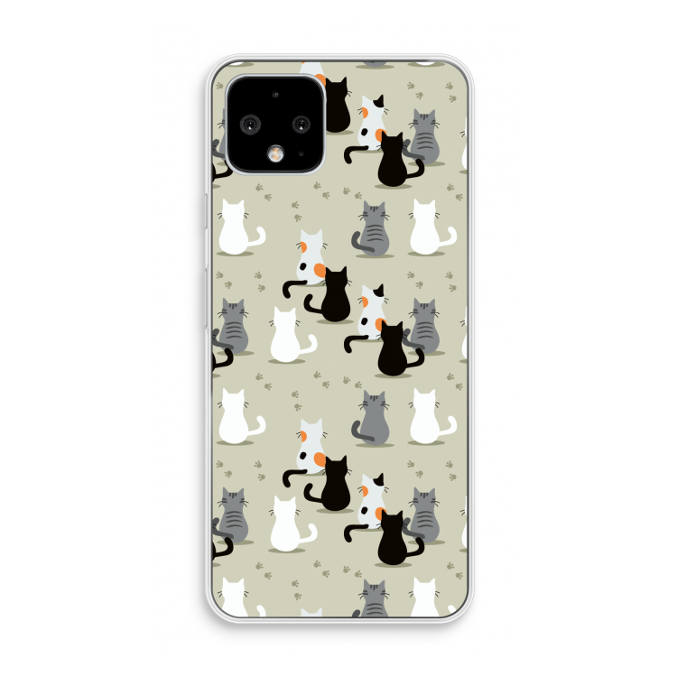 Katten: Pixel 4 Transparant Hoesje