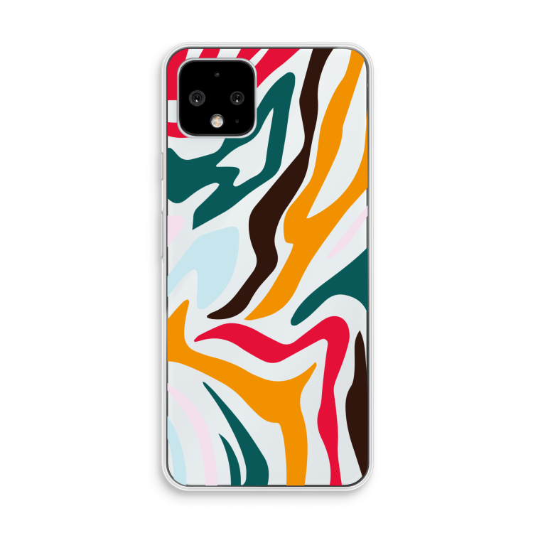 Colored Zebra: Pixel 4 Transparant Hoesje
